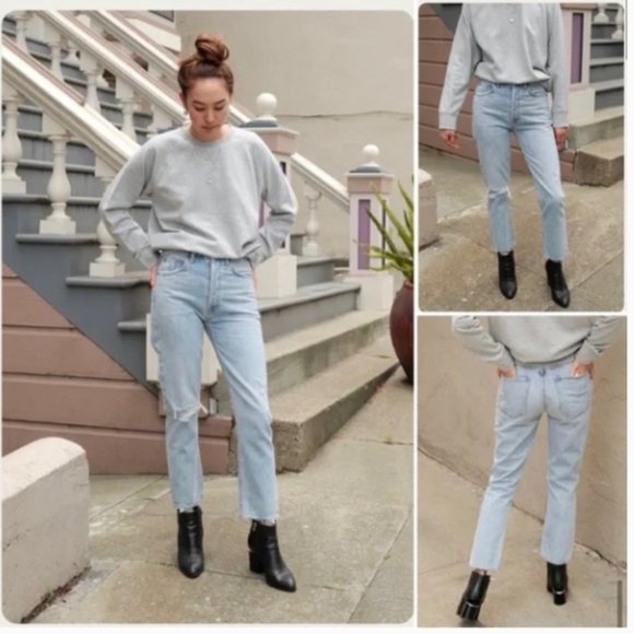 Agolde Riley High Rise Straight Leg Crop Jeans in Shatter Size 29 - Picture 3 of 12